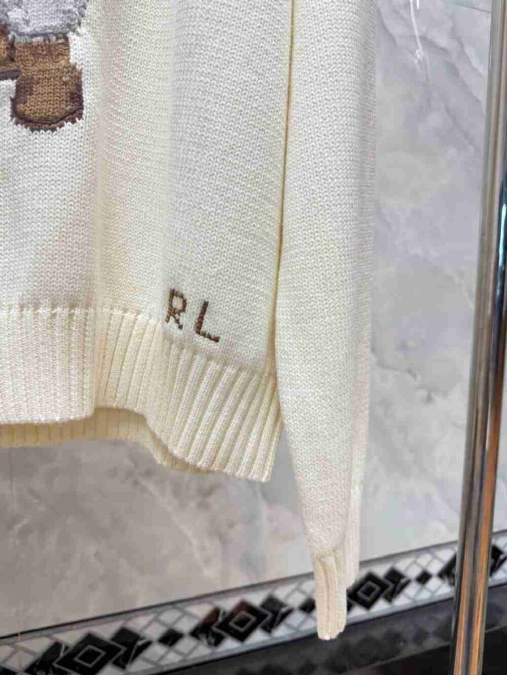 Polo Ralph Lauren Teddy Bear Ivory Crew Sweater - Picture 5 of 6